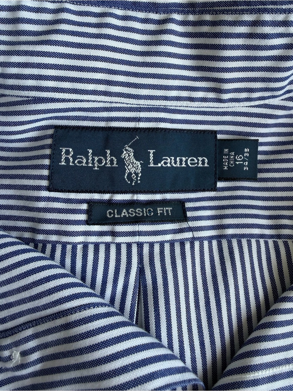 Like New! Ralph Lauren Blue and White Pinstripe Button-Down Shirt - Picture 2 of 8